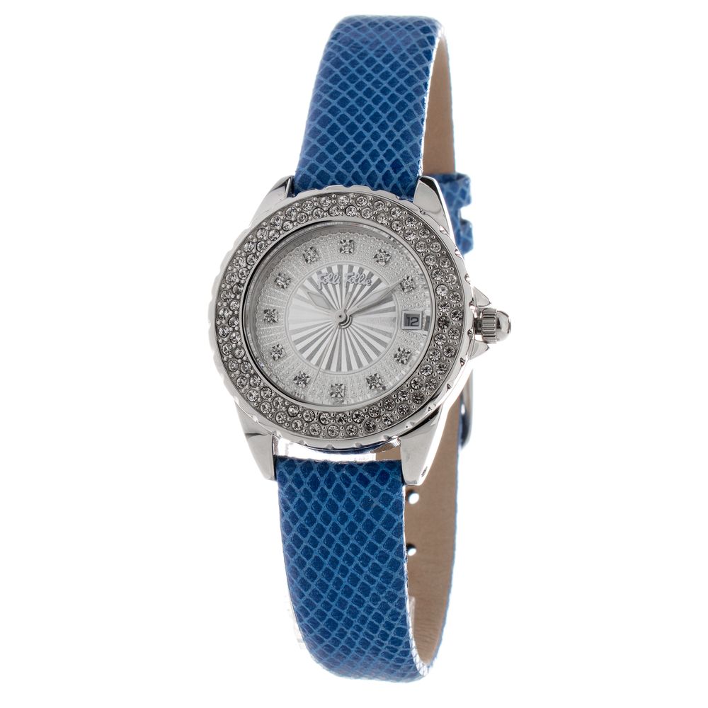 Blaue Leder-Armbanduhr
