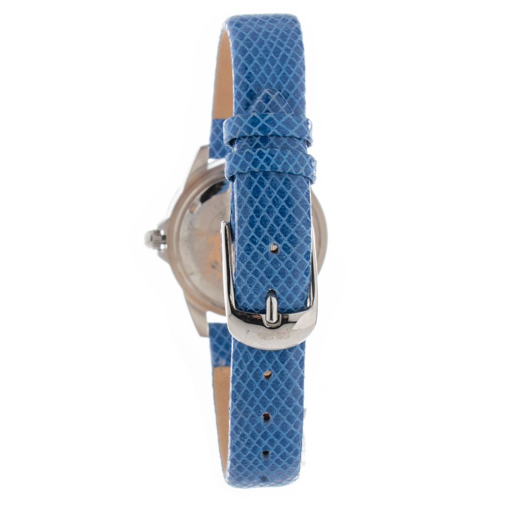 Blaue Leder-Armbanduhr