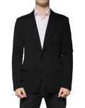 Einreihiger, schwarzer Blazer aus Wolle