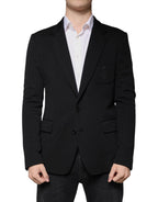 Einreihiger, schwarzer Blazer aus Wolle
