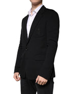 Einreihiger, schwarzer Blazer aus Wolle
