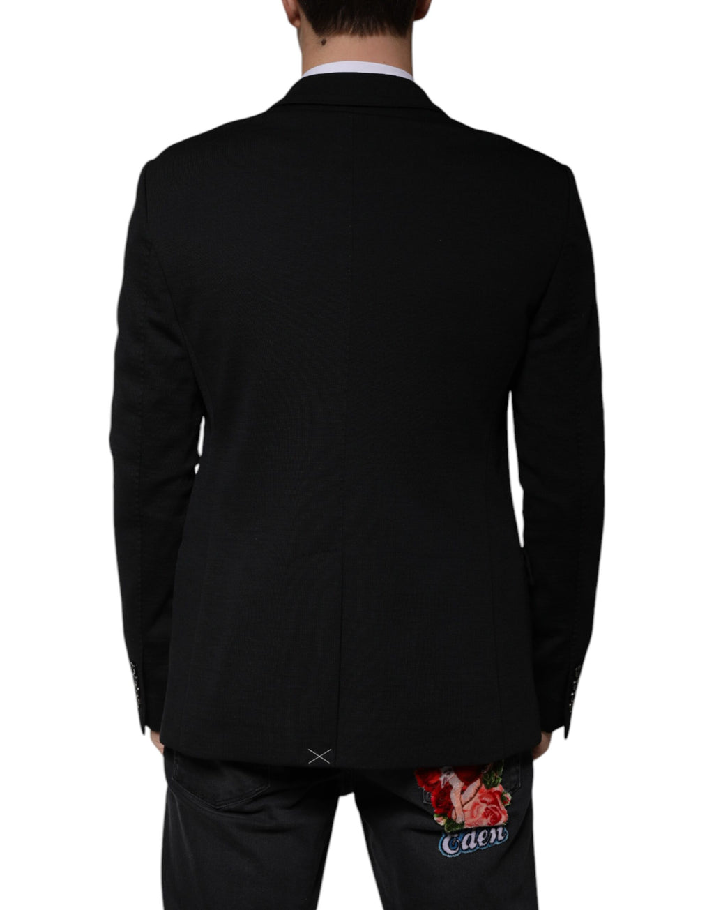 Einreihiger, schwarzer Blazer aus Wolle