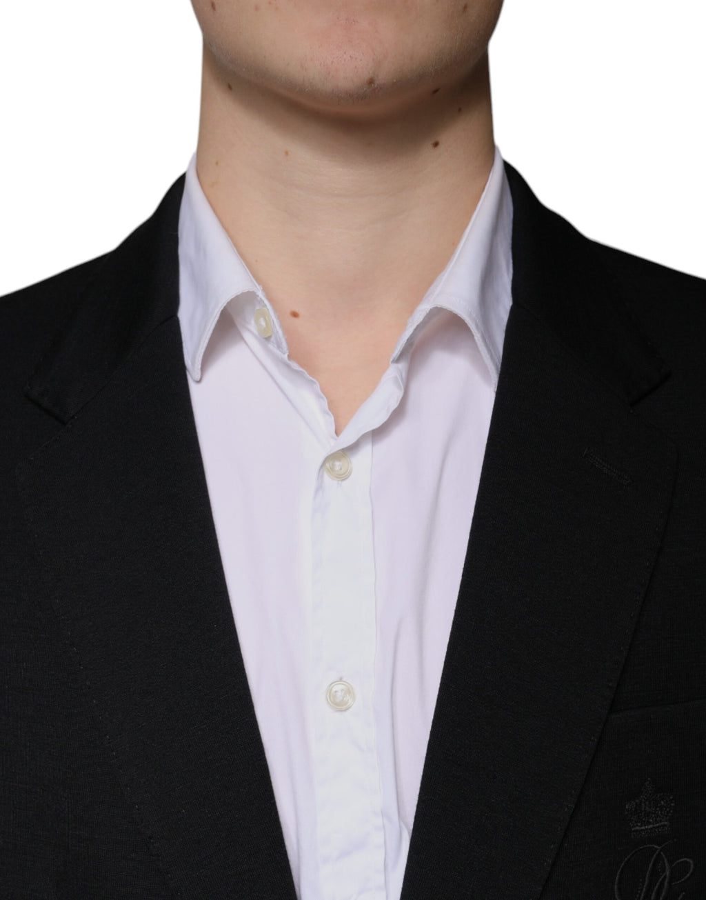 Einreihiger, schwarzer Blazer aus Wolle