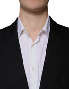 Einreihiger, schwarzer Blazer aus Wolle