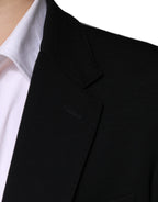 Einreihiger, schwarzer Blazer aus Wolle