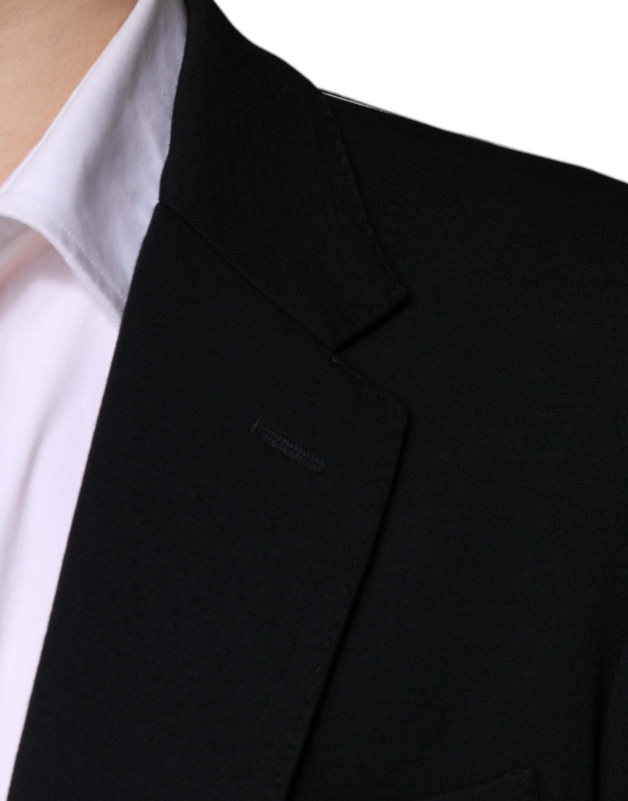 Einreihiger, schwarzer Blazer aus Wolle
