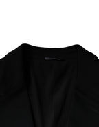 Einreihiger, schwarzer Blazer aus Wolle