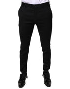 Schwarze Skinny-Anzughose aus Wolle