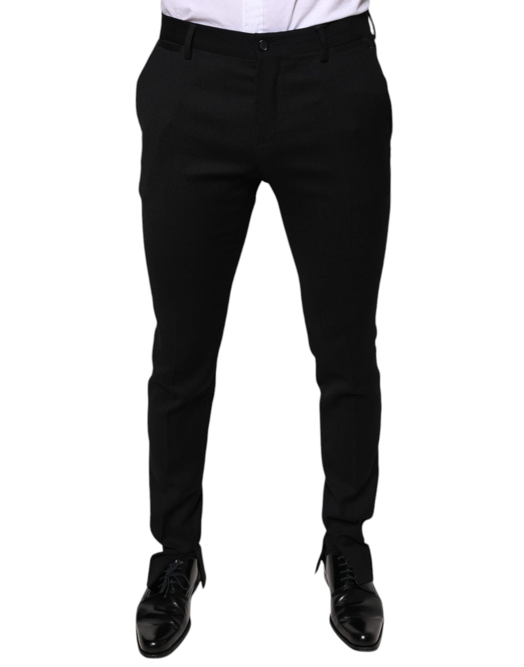 Schwarze Skinny-Anzughose aus Wolle