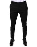 Schwarze Skinny-Anzughose aus Wolle