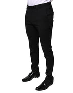 Schwarze Skinny-Anzughose aus Wolle