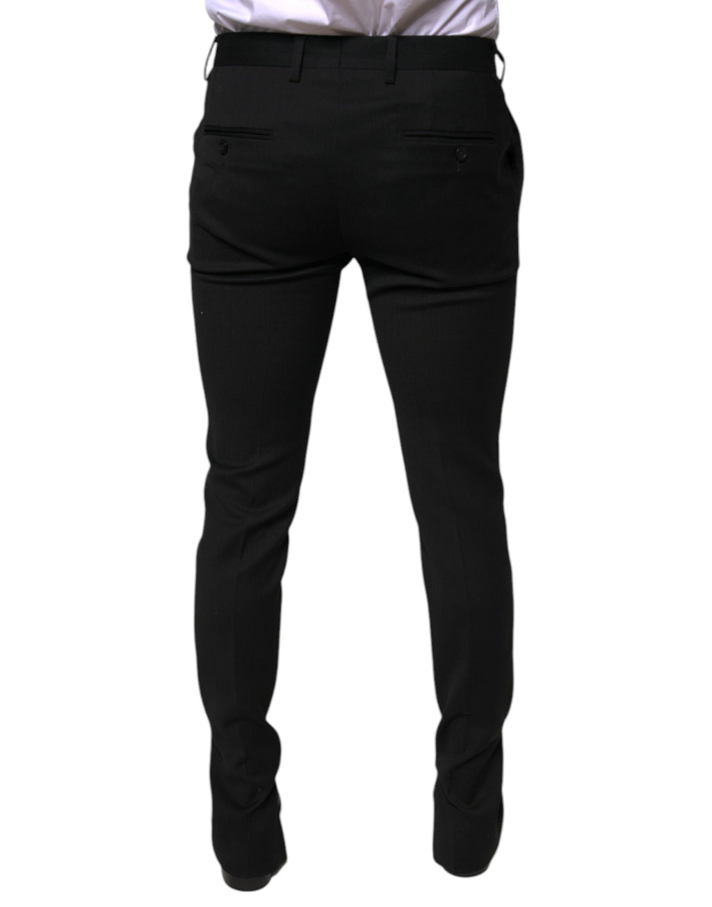 Schwarze Skinny-Anzughose aus Wolle