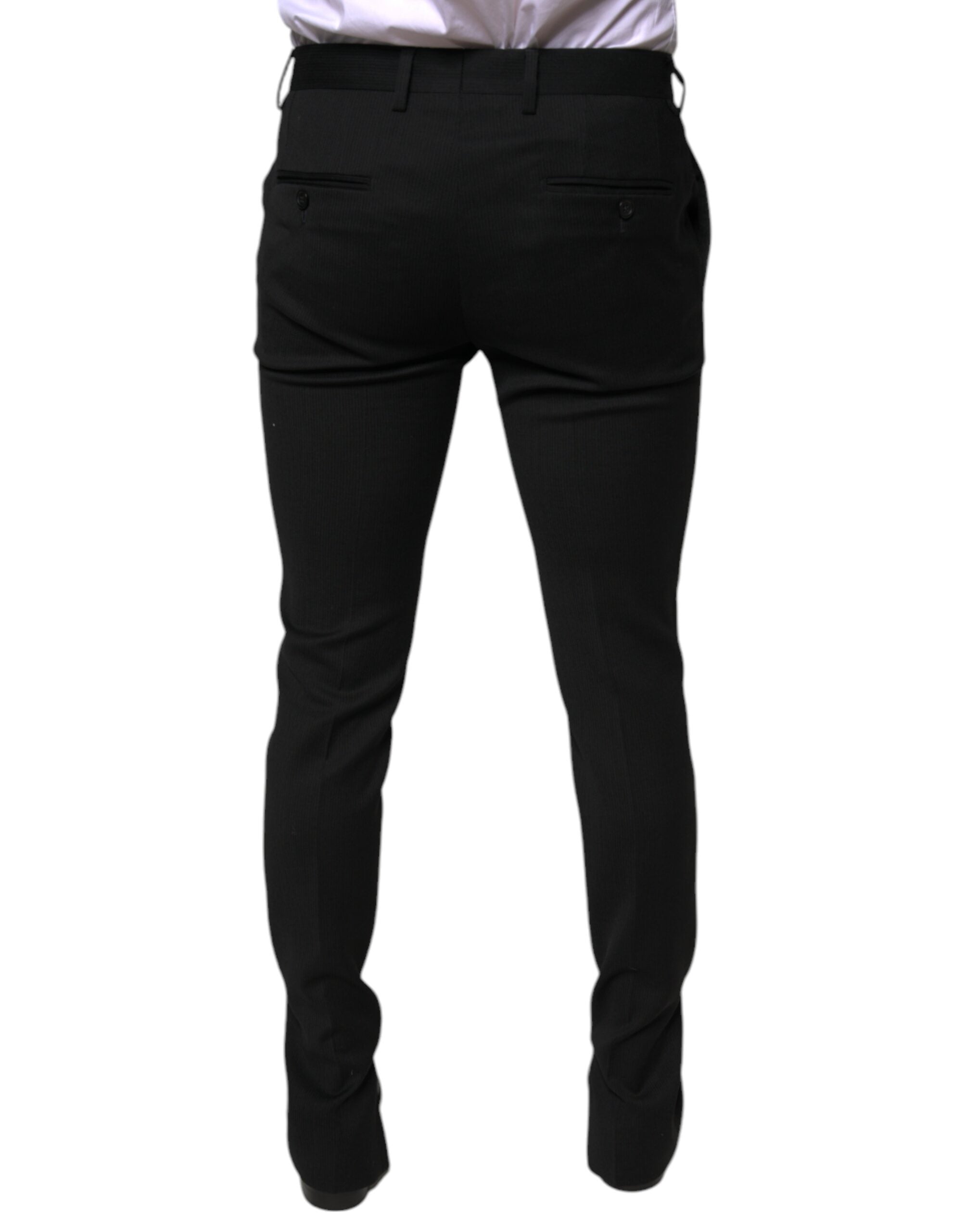 Schwarze Skinny-Anzughose aus Wolle