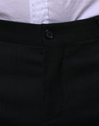 Schwarze Skinny-Anzughose aus Wolle