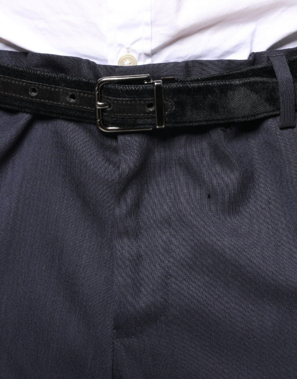 Blaue elegante schmal geschnittene Anzughose aus Wolle