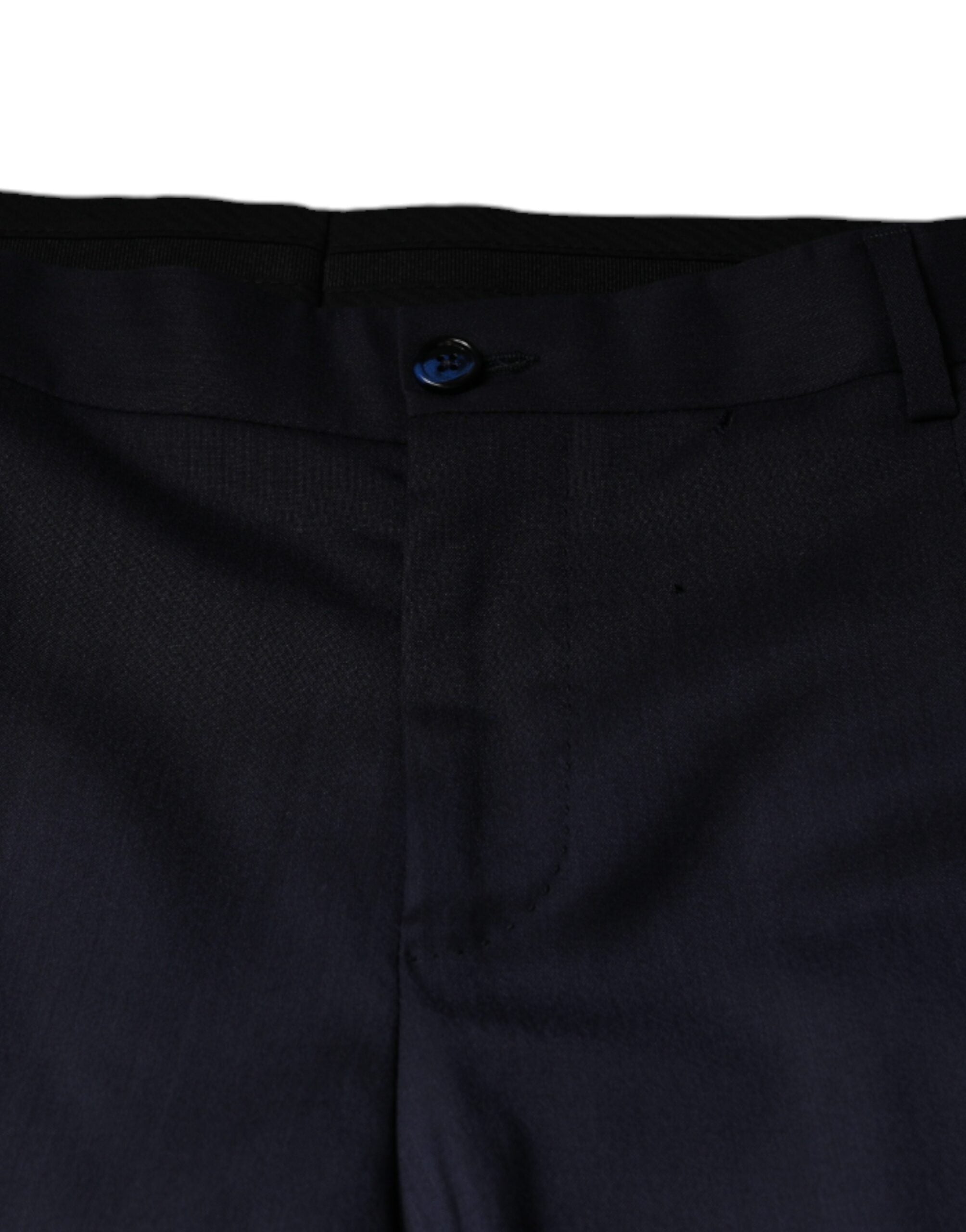 Blaue elegante schmal geschnittene Anzughose aus Wolle