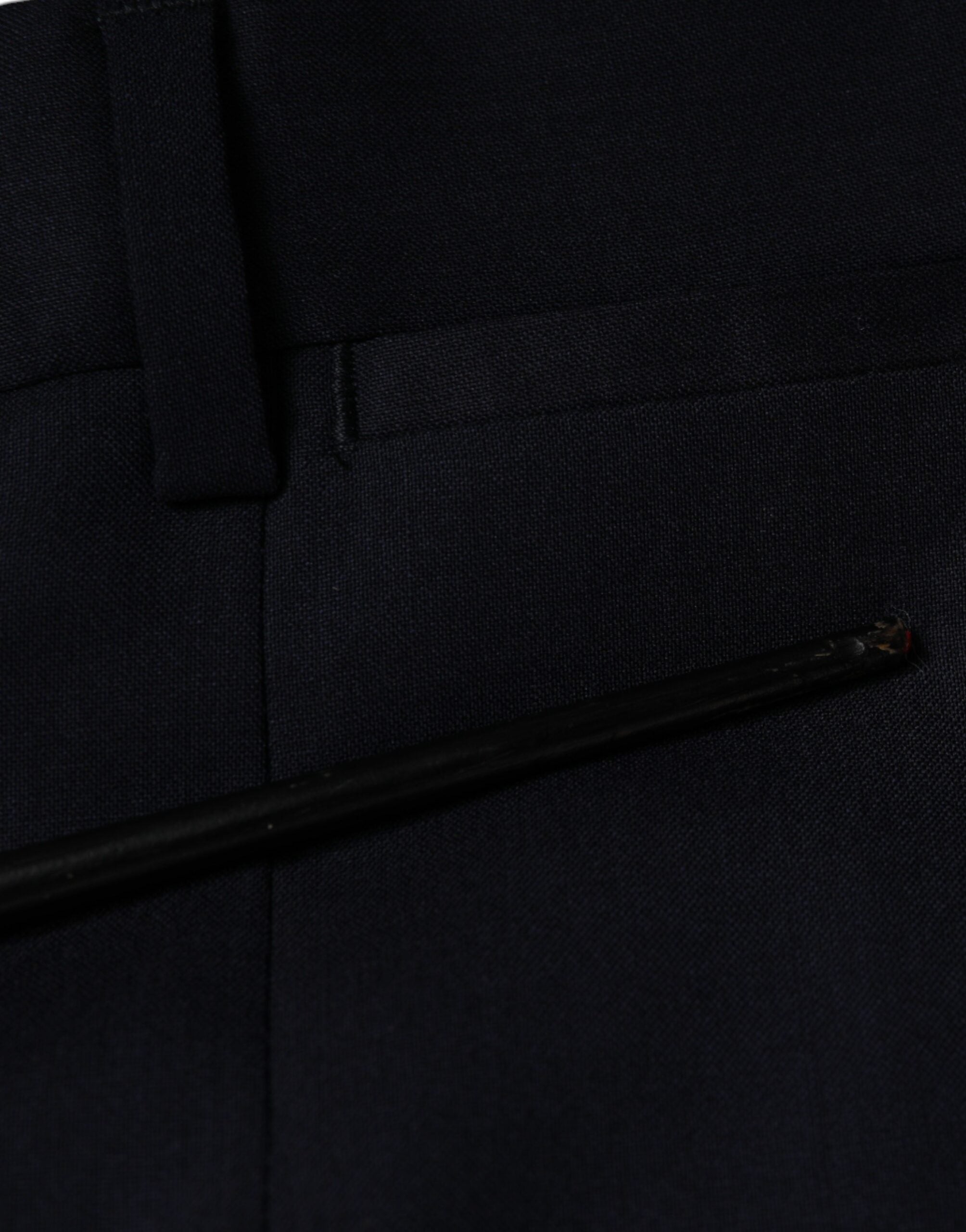 Blaue elegante schmal geschnittene Anzughose aus Wolle