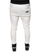 Weiße Baumwolle Slim Herren Jogger Sweatpants Hose