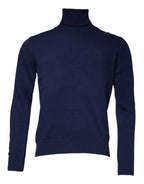 Blauer Rollkragenpullover aus Strick