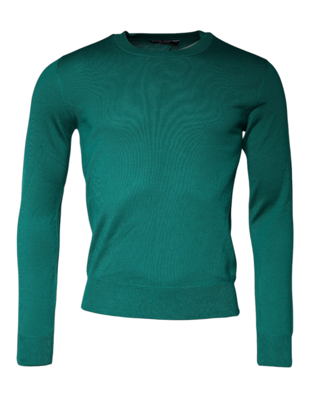 Grüner Wollstrickpullover mit Rundhalsausschnitt