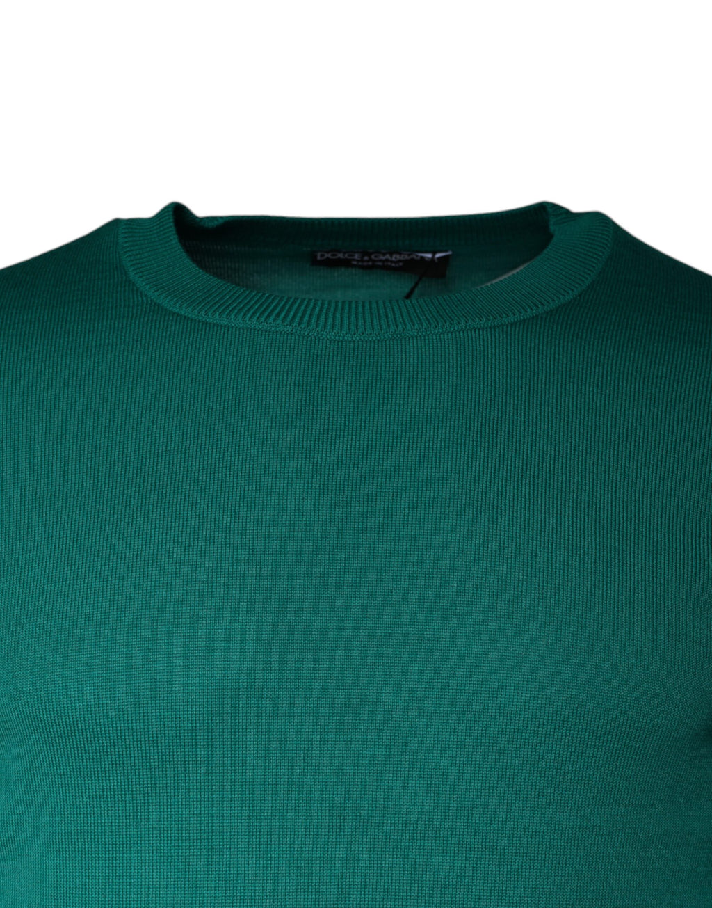 Grüner Wollstrickpullover mit Rundhalsausschnitt