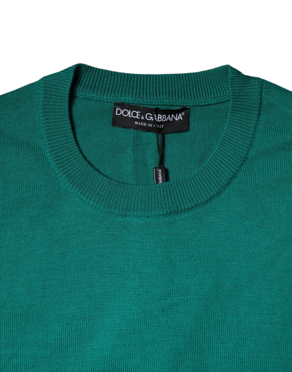 Grüner Wollstrickpullover mit Rundhalsausschnitt