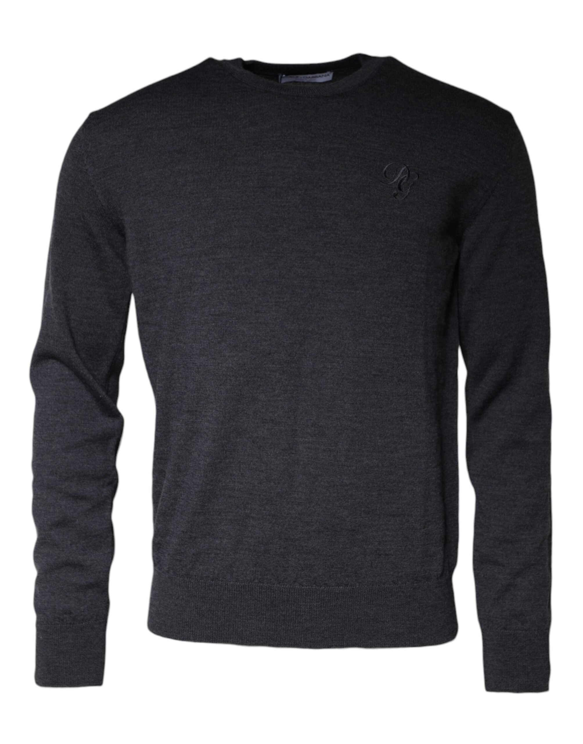 Maglione girocollo in lana grigio scuro
