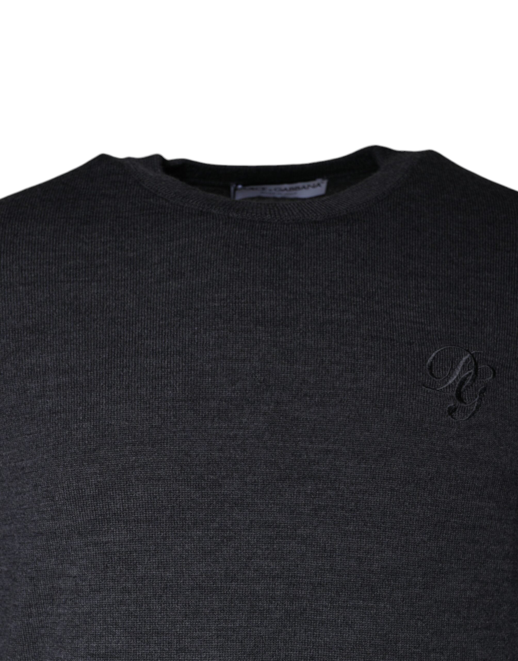 Maglione girocollo in lana grigio scuro