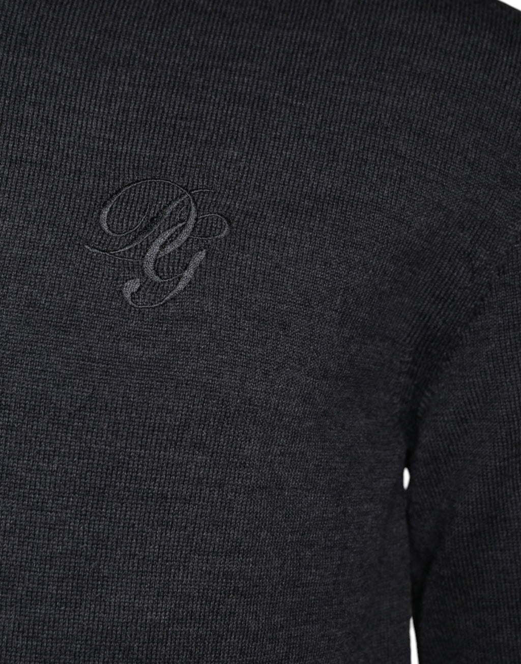 Maglione girocollo in lana grigio scuro