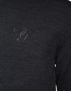 Maglione girocollo in lana grigio scuro