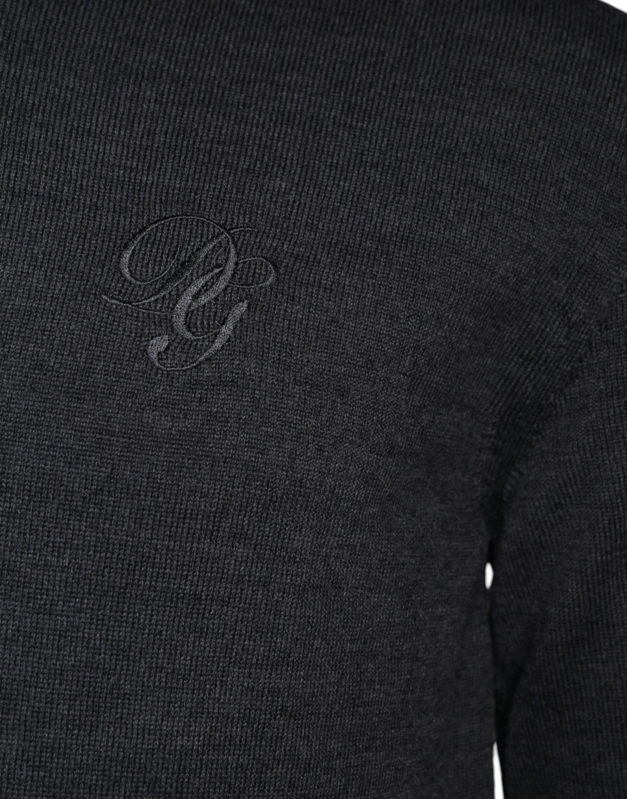 Maglione girocollo in lana grigio scuro