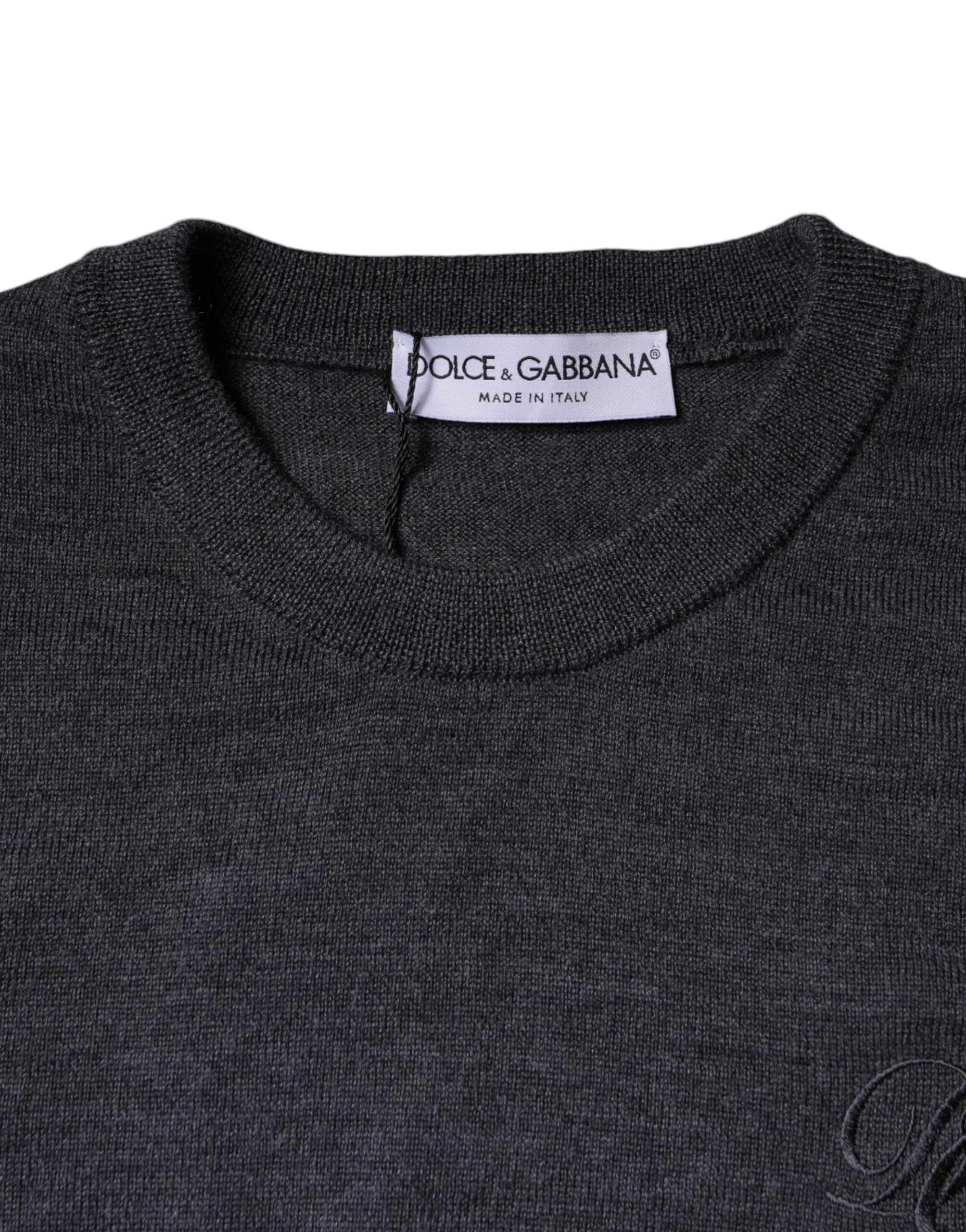 Maglione girocollo in lana grigio scuro