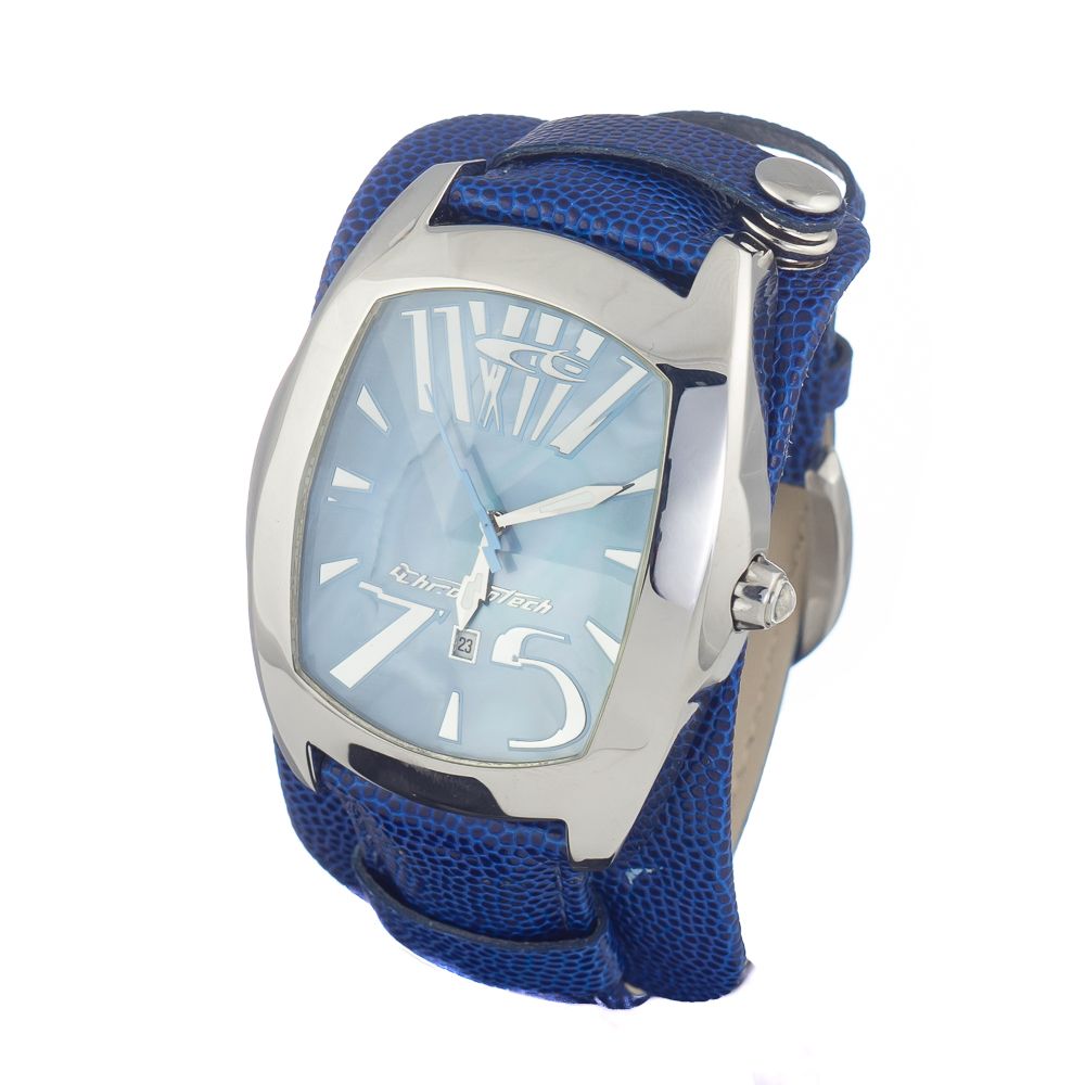 Armbanduhr aus blauem Leder