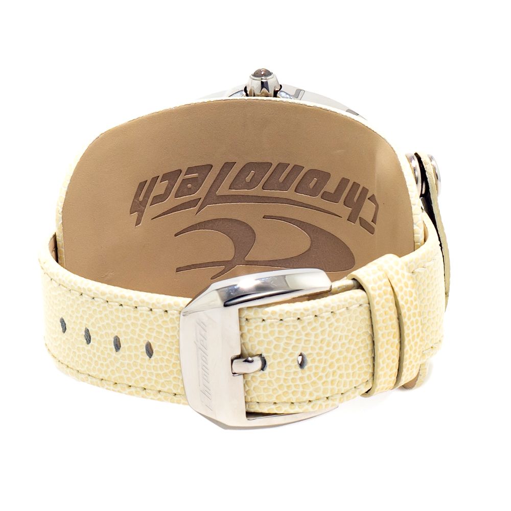 Beige Lederarmbanduhr