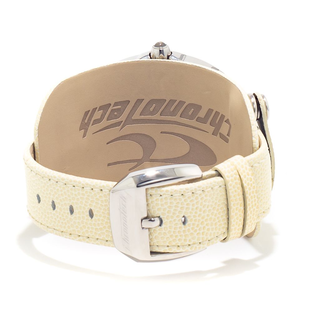 Beige Lederarmbanduhr