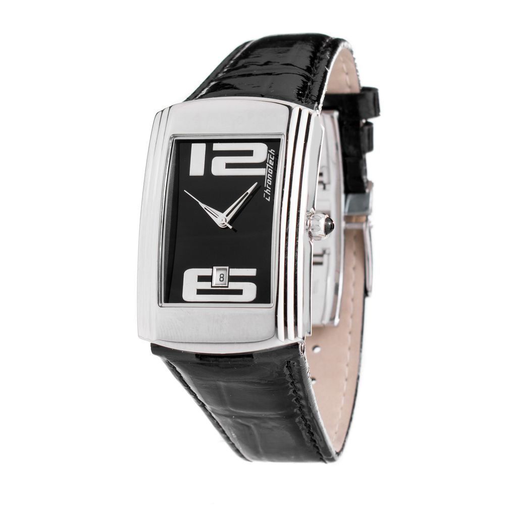 Schwarze Lederarmbanduhr