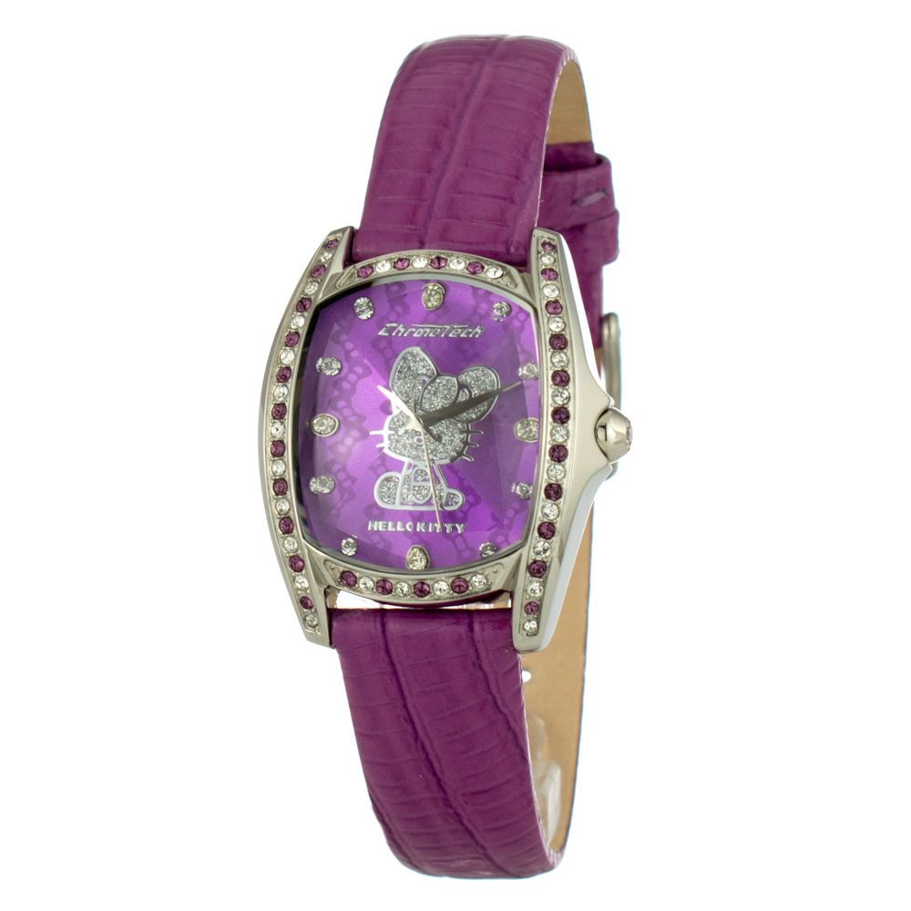 Lila Lederarmbanduhr
