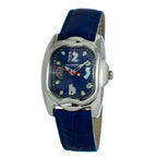 Blaue Lederarmbanduhr