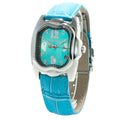 Blaue Lederarmbanduhr