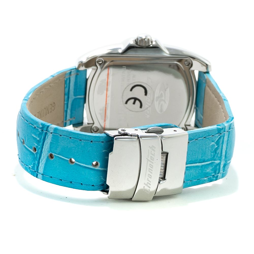 Blaue Lederarmbanduhr