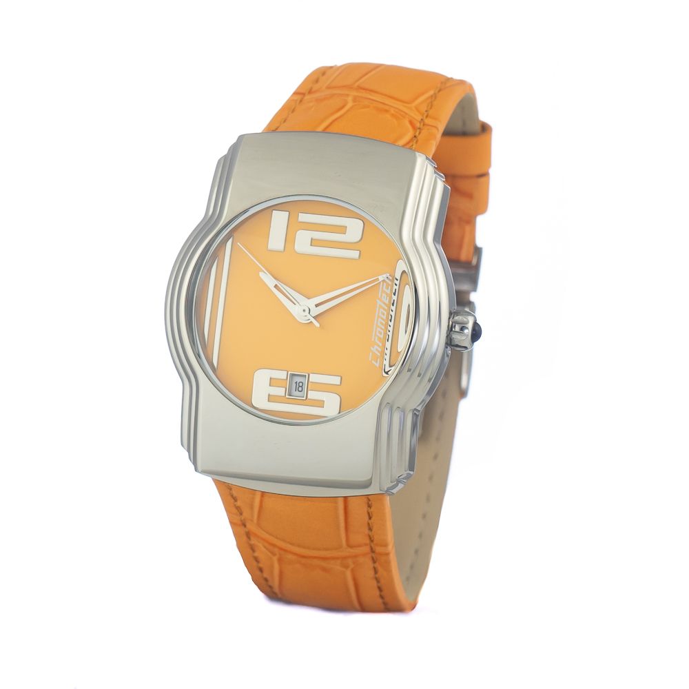 Orangefarbene Lederarmbanduhr