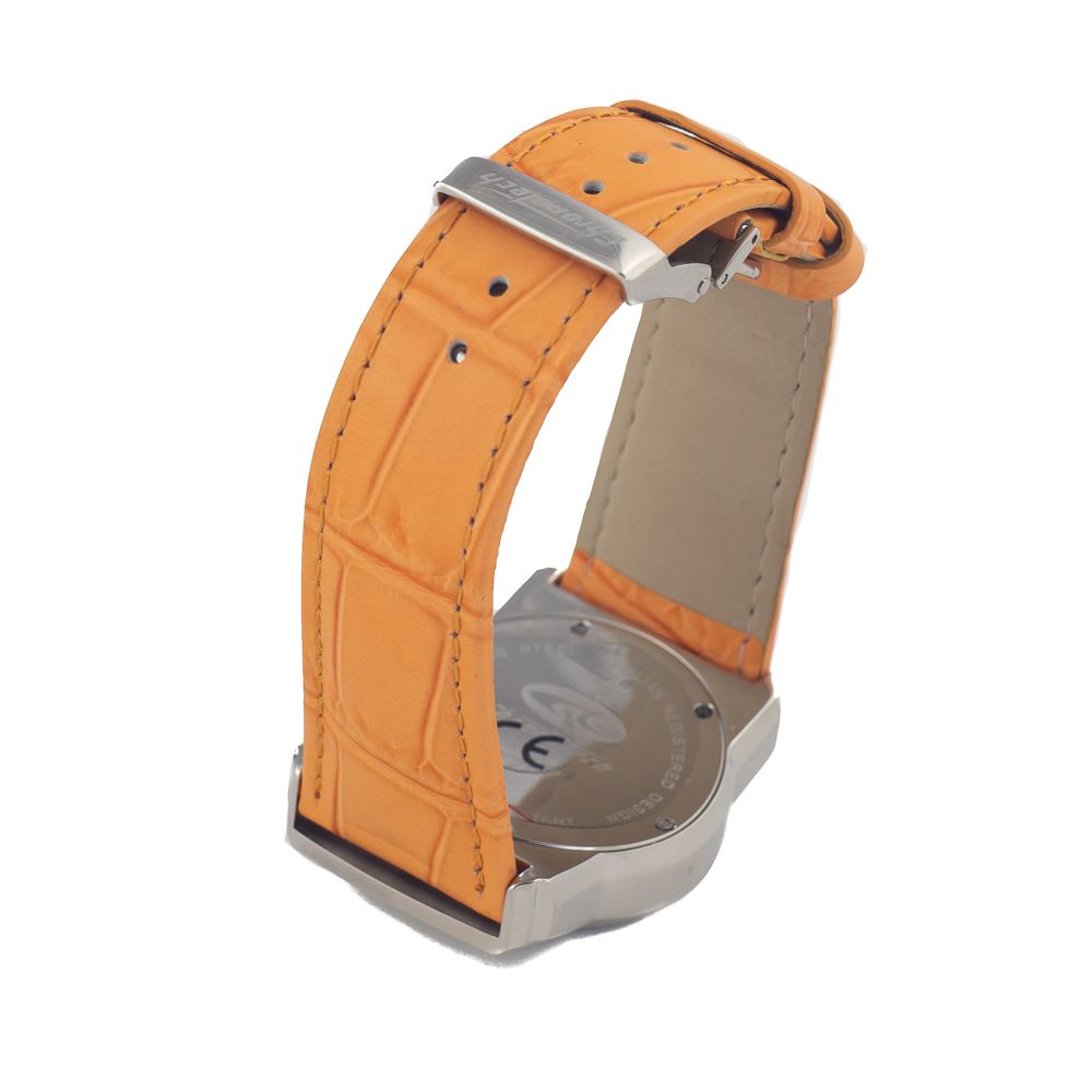 Orangefarbene Lederarmbanduhr