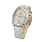 Silberfarbene Lederarmbanduhr