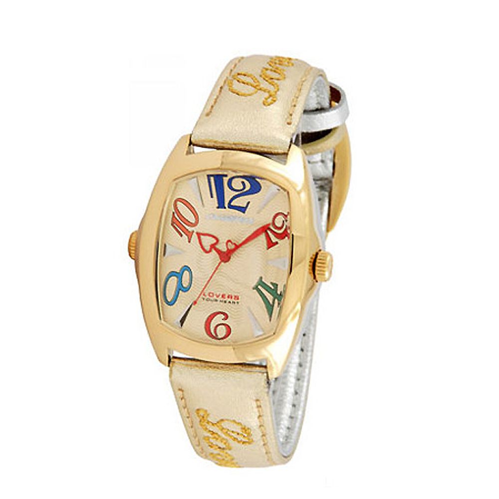 Golduhr mit Lederarmband