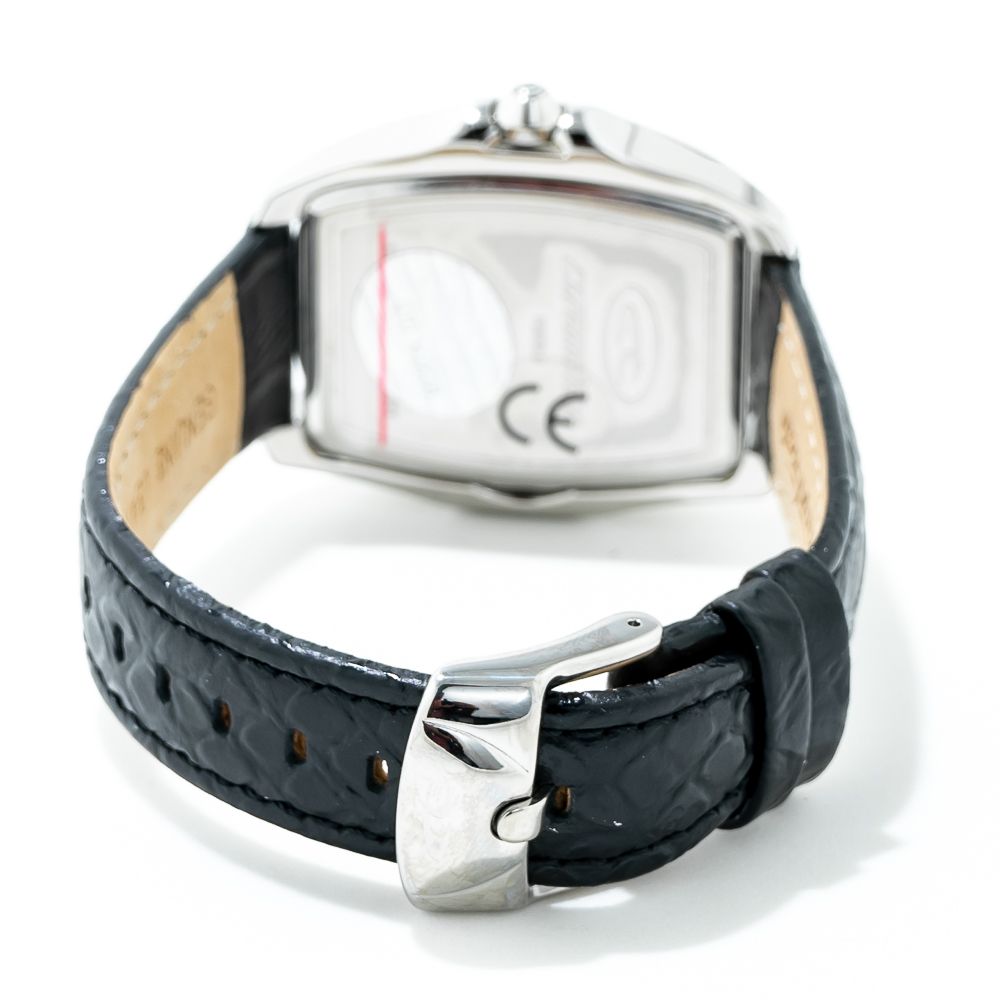 Schwarze Leder-Armbanduhr