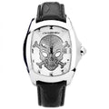 Schwarze Leder-Armbanduhr