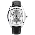 Schwarze Leder-Armbanduhr