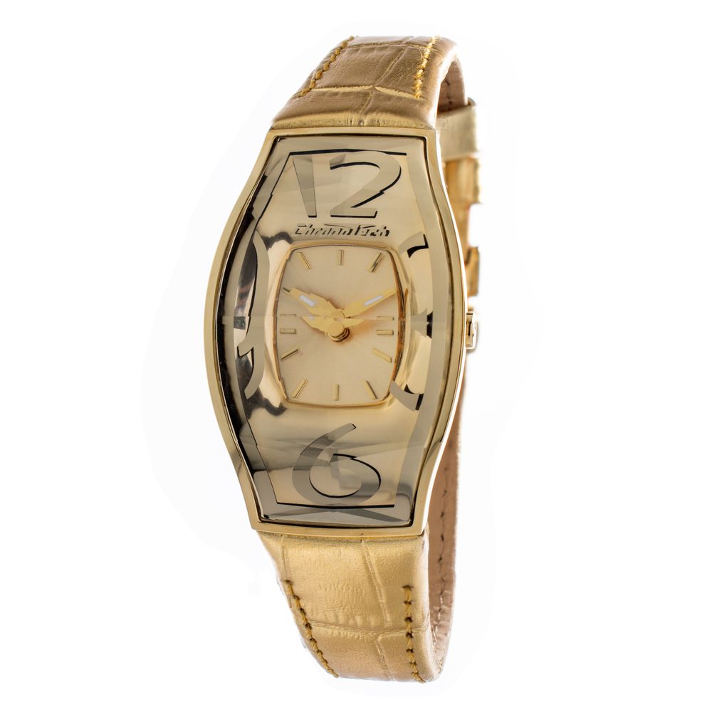 Uhr mit goldenem Lederarmband