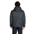 Blue Polyester Full-Length Jacket