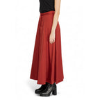 Red Polyester Long Skirt